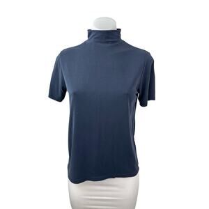 Oak + Fort Women's Navy Blue Short Sleeve Turtleneck T Shirt Tee Blouse Top Sz S